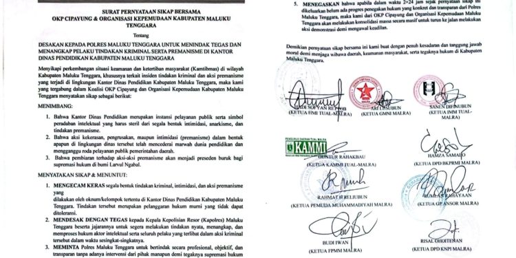 Lindungi Masa Depan Anak Daerah! Elemen Pemuda Kecam Keras Serangan Terhadap Dinas Pendidikan Malra